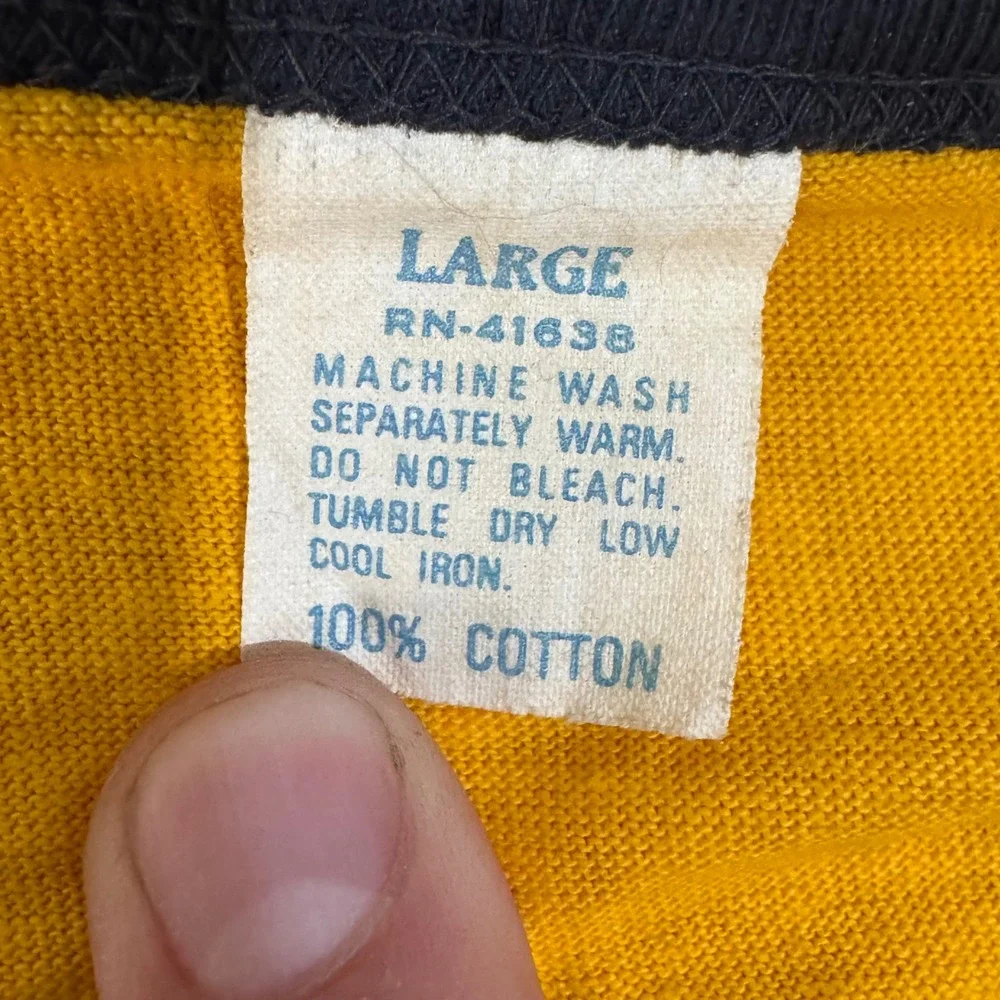 Vintage T-Shirt Kids Large Yellow 1979 Pittsburgh Steelers Ringer